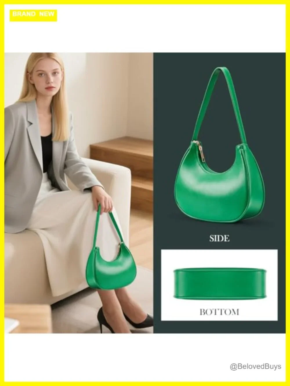 PU Leather Hobo Shoulder Handbag with Zipper